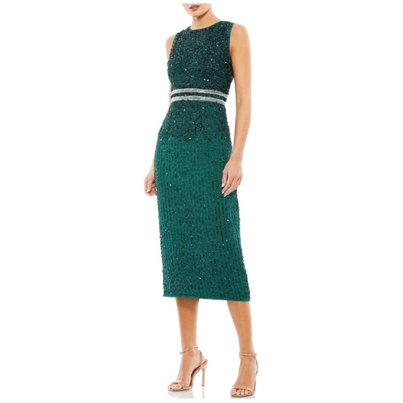 Mac Duggal Elegant Green Sleeveless midi Dress size 10. - Picture 1 of 14